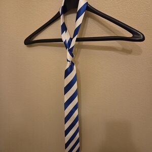 Blue and White Striped Tie